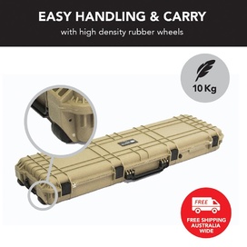 Desert Tan Rifle Hard Gun Case + Shooting Range Mat Bundle (No Foam)