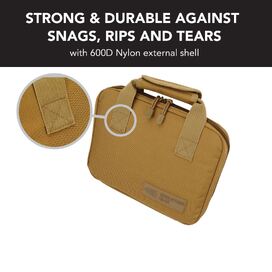 Handgun Pistol Bag Soft Case with 5 Magazine Slots - Desert Tan