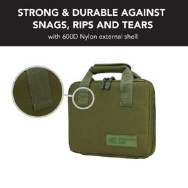 Handgun Pistol Bag Soft Case with 5 Magazine Slots - Olive Drab