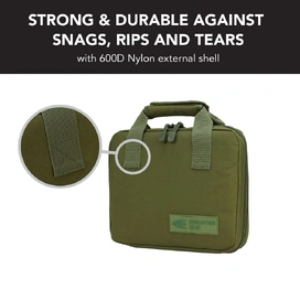 Handgun Pistol Bag Soft Case with 5 Magazine Slots - Olive Drab