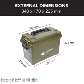 1 x Medium & 1 x Small Ammunition Case Weatherproof Ammo Box Olive Drab