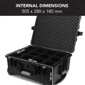 HD Series Trolley Camera & Drone Hard Case with Padded Dividers - Black