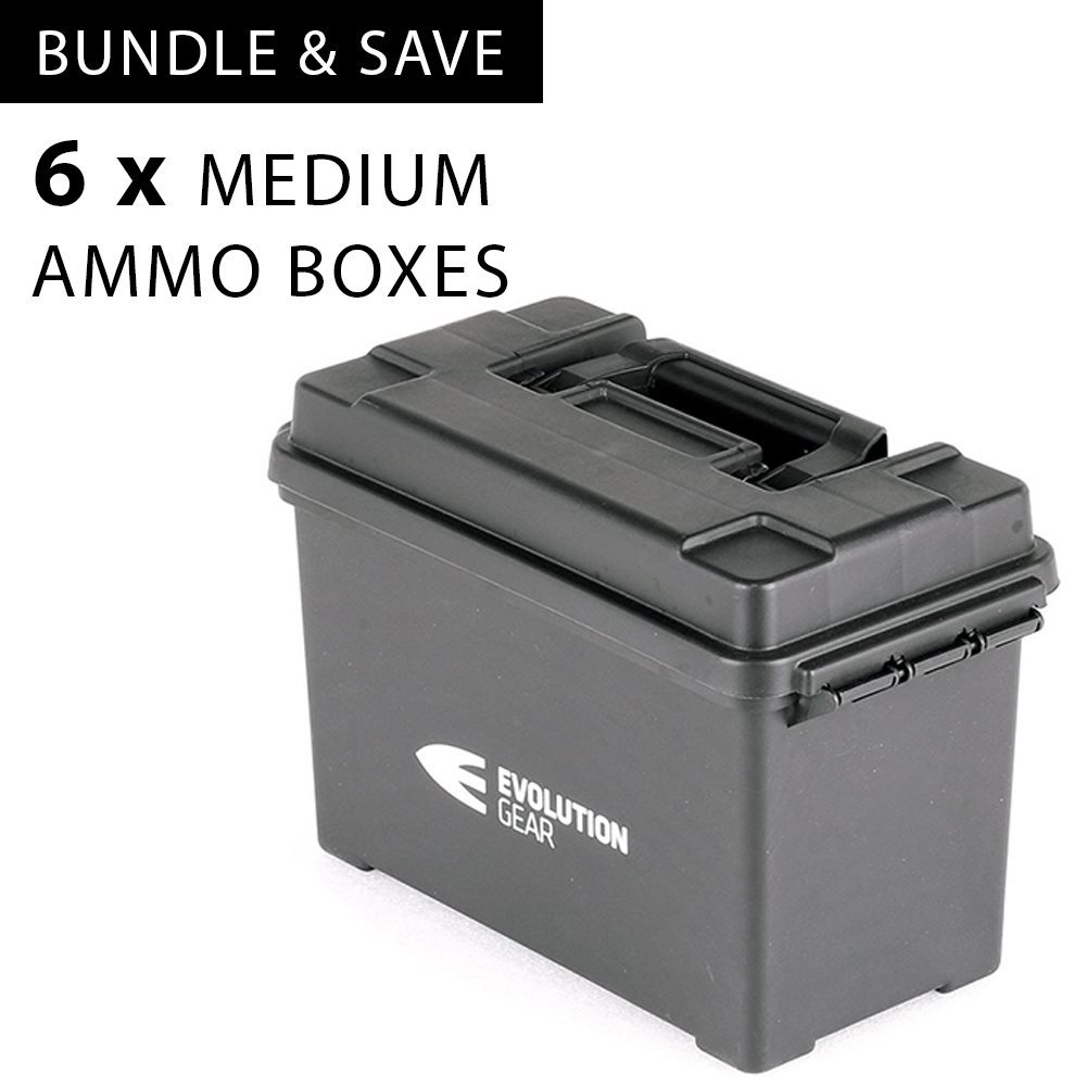 6 x Medium Ammunition Case Weatherproof Ammo Box / Dry Box