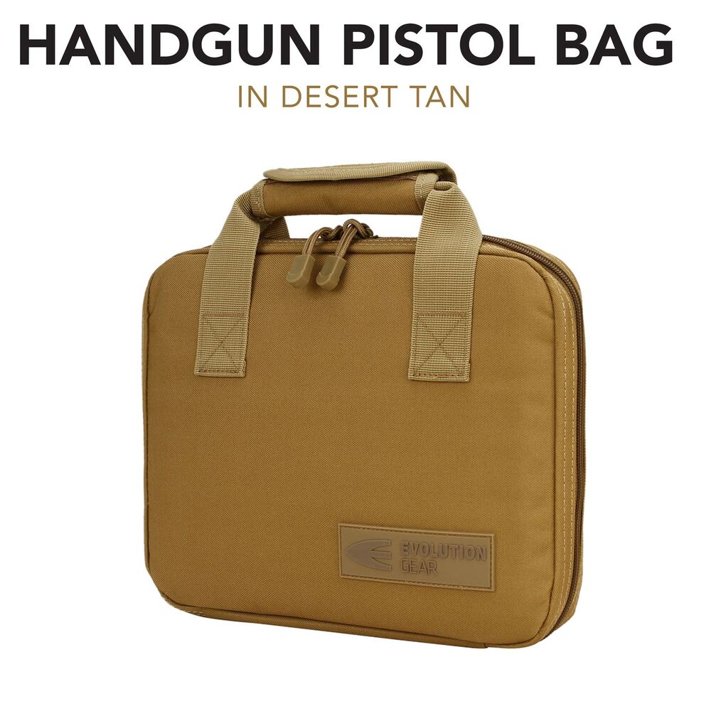 Handgun Pistol Bag Soft Case with 5 Magazine Slots - Desert Tan