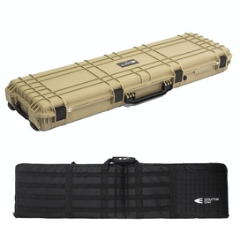 Desert Tan Rifle Hard Gun Case + Shooting Range Mat Bundle (No Foam)