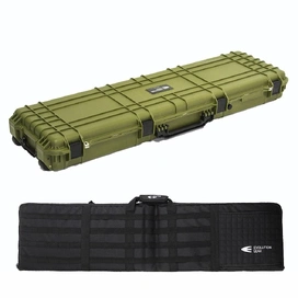 Olive Drab Rifle Hard Gun Case + Shooting Range Mat Bundle (No Foam)