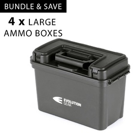 4 x Large Ammunition Case Weatherproof Ammo Box / Dry Box in Black