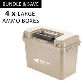 4 x Large Ammunition Case Weatherproof Ammo Box / Dry Box in Desert Tan