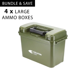 4 x Large Ammunition Case Weatherproof Ammo Box / Dry Box in Olive Drab