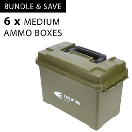 6 x Medium Ammunition Case Weatherproof Ammo Box / Dry Box in Olive Drab