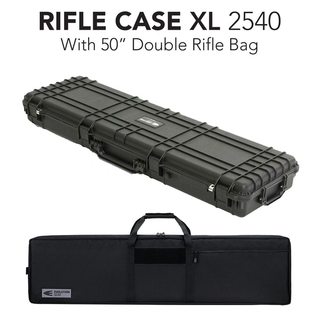 Black Rifle Hard Gun Case + Double Rifle Bag Bundle (No Foam)