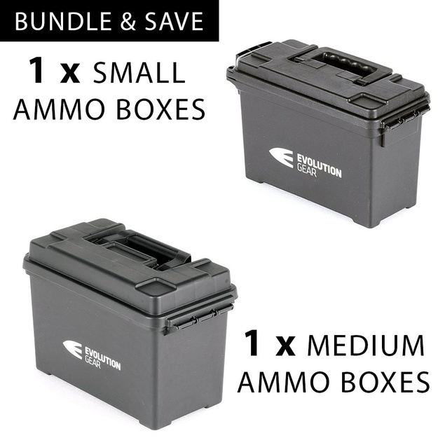 1 x Medium & 1 x Small Ammunition Case Weatherproof Ammo Box / Dry Box