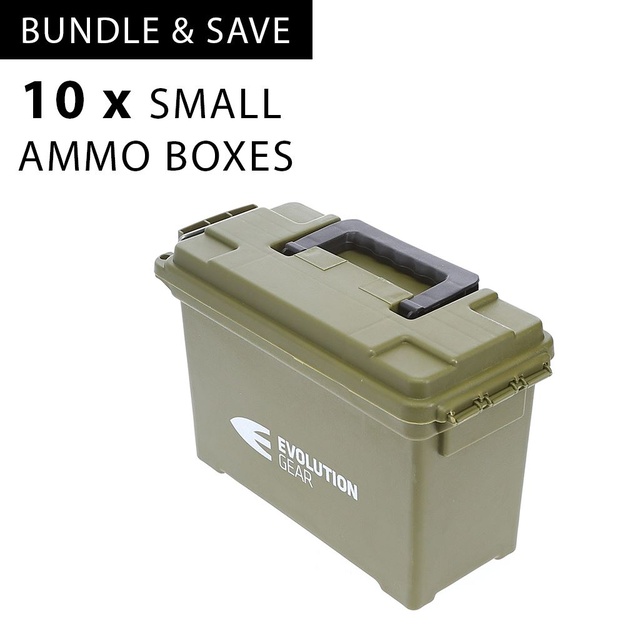 10 x Small Ammunition Case Weatherproof Ammo Box / Dry Box - Olive Drab